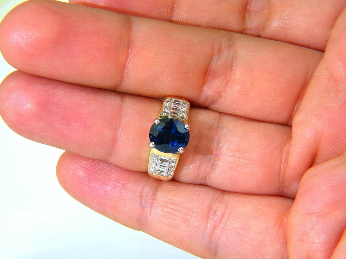 GIA Certified 4.93CT Natural Top Gem Sapphire Diamond Ring Classic Set 11094**