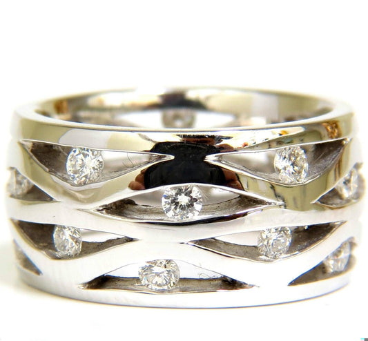 18KT .75CT DIAMOND 3D CHANNEL WAVE WIDE BAND 10.50MM SIZE 6.5 10067**