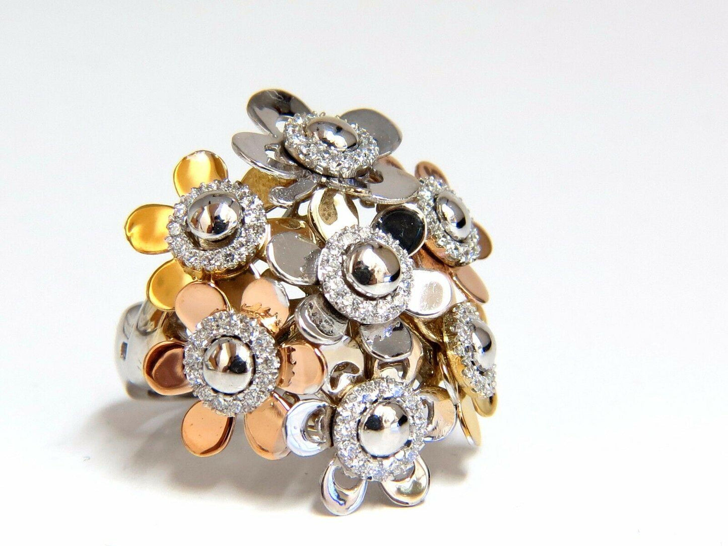 .86ct Natural Diamonds Floating Flower Petals Ring 18kt Cocktail Bundle 11186**
