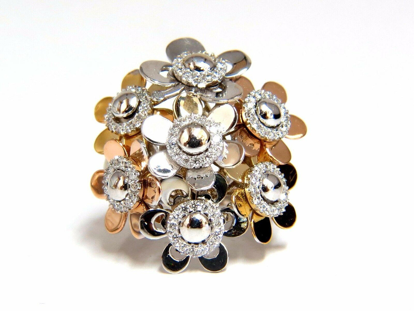 .86ct Natural Diamonds Floating Flower Petals Ring 18kt Cocktail Bundle 11186**