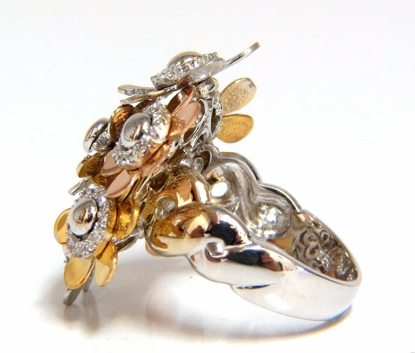 .86ct Natural Diamonds Floating Flower Petals Ring 18kt Cocktail Bundle 11186**