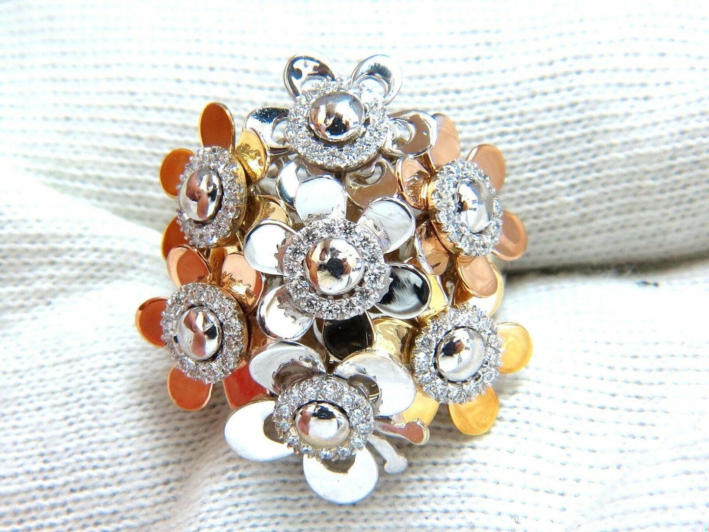 .86ct Natural Diamonds Floating Flower Petals Ring 18kt Cocktail Bundle 11186**