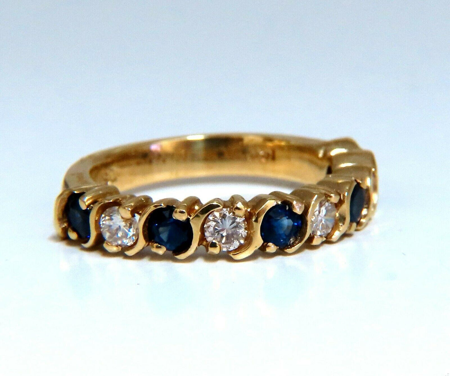 .90ct Natural Round Sapphires Diamonds Band 14 Karat 11336**