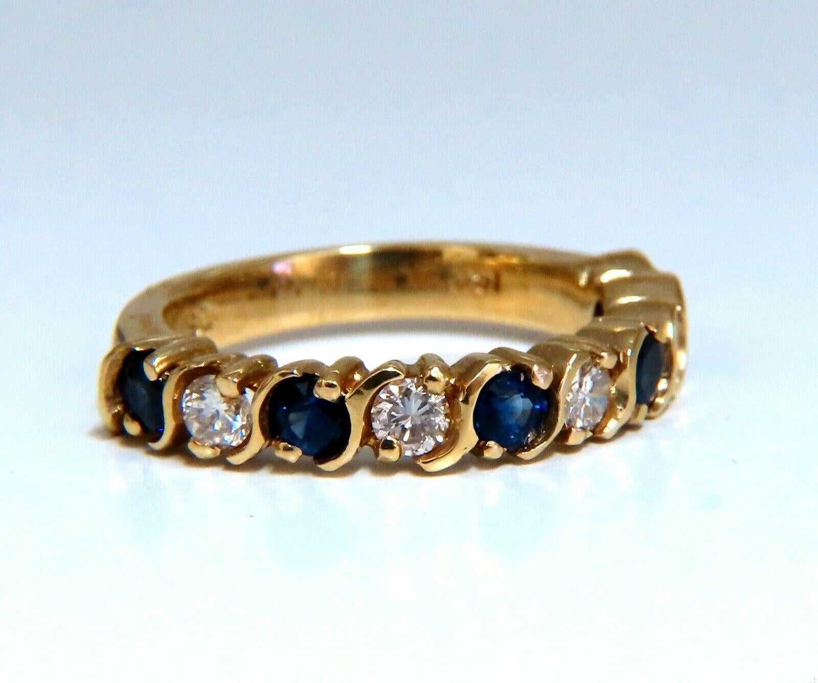 .90ct Natural Round Sapphires Diamonds Band 14 Karat 11336**