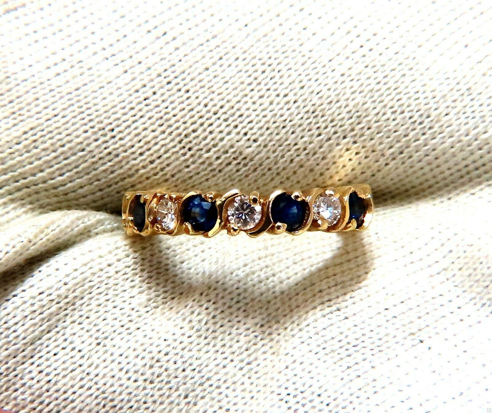 .90ct Natural Round Sapphires Diamonds Band 14 Karat 11336**