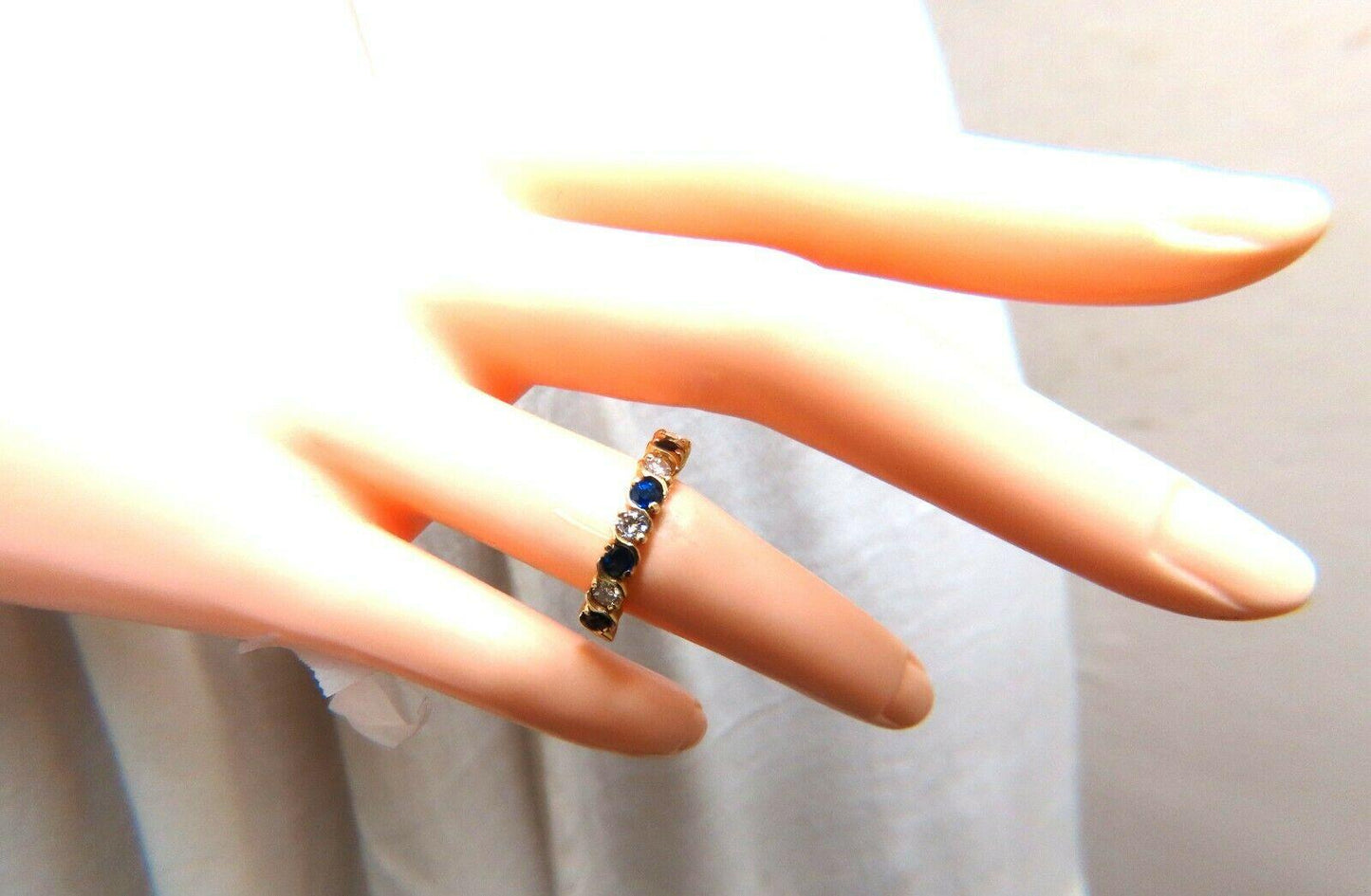 .90ct Natural Round Sapphires Diamonds Band 14 Karat 11336**