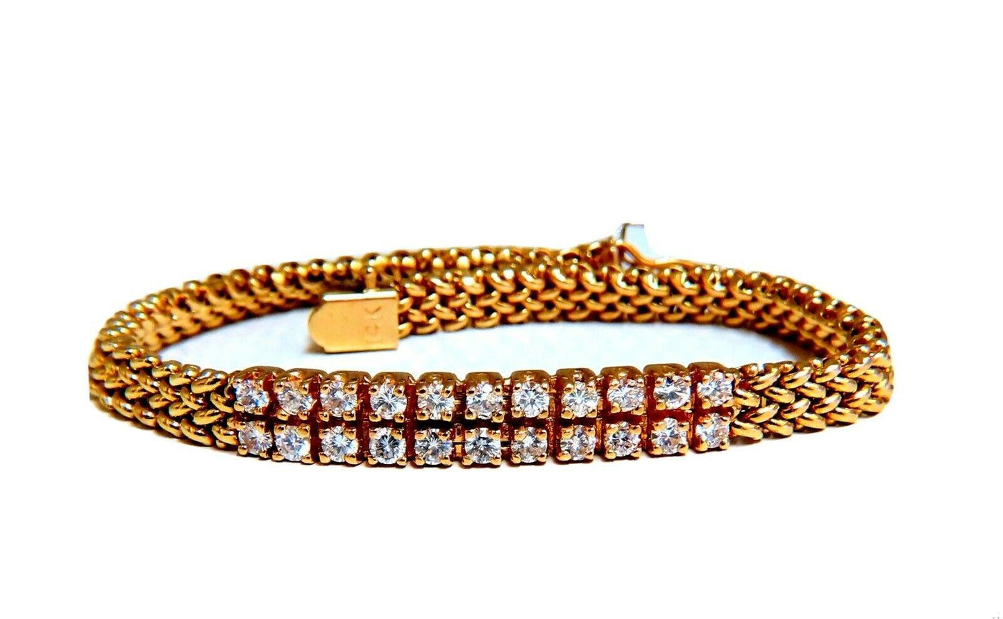 1.06 carat diamond id tag bracelet and weave pattern vintage deco 14kt 11414**