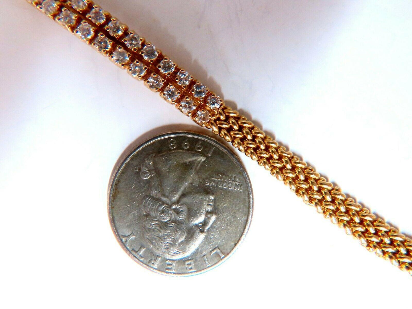1.06 carat diamond id tag bracelet and weave pattern vintage deco 14kt 11414**