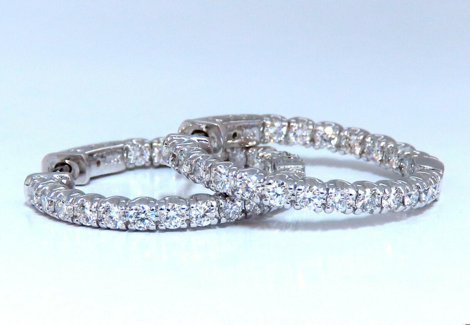 1.62ct Natural Round Diamond hoop earrings 14kt 25mm 11583**