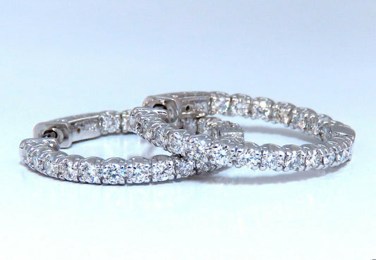 1.62ct Natural Round Diamond hoop earrings 14kt 25mm 11583**