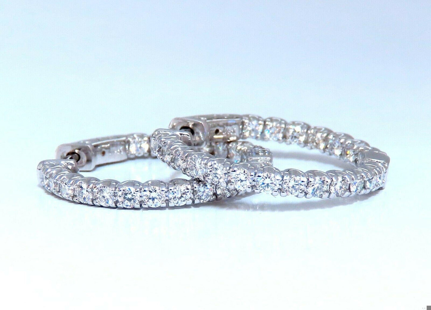 1.62ct Natural Round Diamond hoop earrings 14kt 25mm 11583**