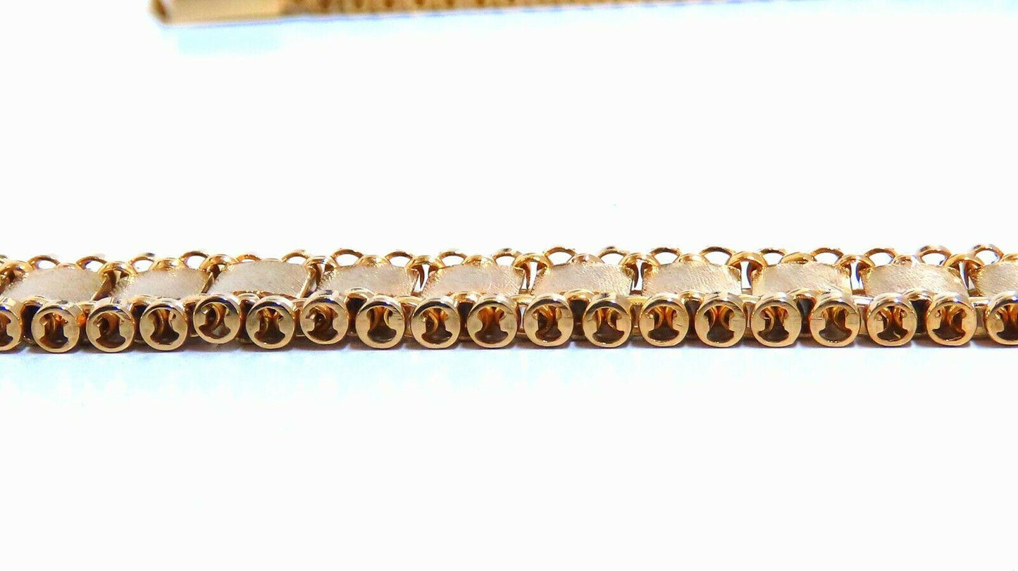 Reversible 5 Tier Curbed Band Link Gold Necklace 14kt gold 15 inch 9.8mm 11644**