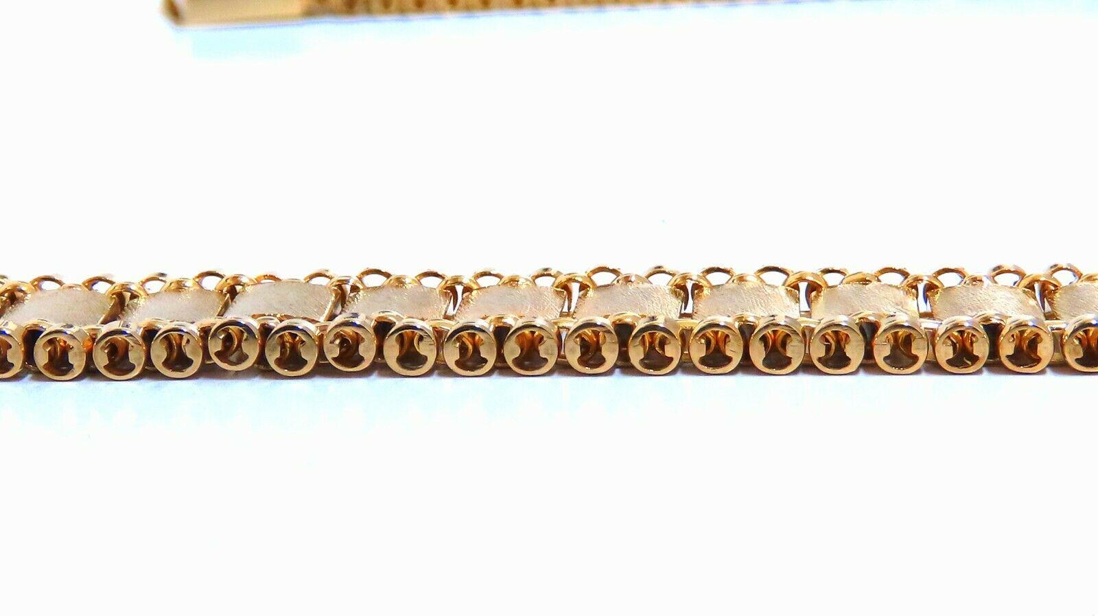 Reversible 5 Tier Curbed Band Link Gold Necklace 14kt gold 15 inch 9.8mm 11644**