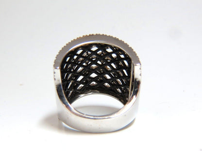1.82CT DIAMONDS BEAD SET SANDWICHED BLACK UNDERLAY 3D BAND RING 18KT 10042