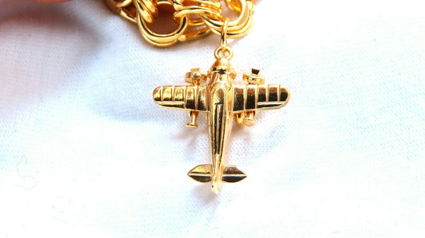 Eight Charms Link Bracelet 14kt gold 7 inch 43gm**