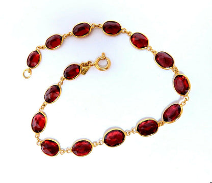8ct Natural Garnet Yard Station Bracelet 14kt 11689**