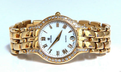 Cyma ladies gold diamond watch 14 karat