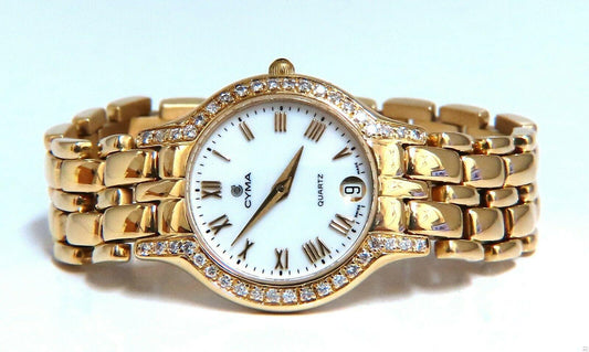 Cyma ladies gold diamond watch 14 karat