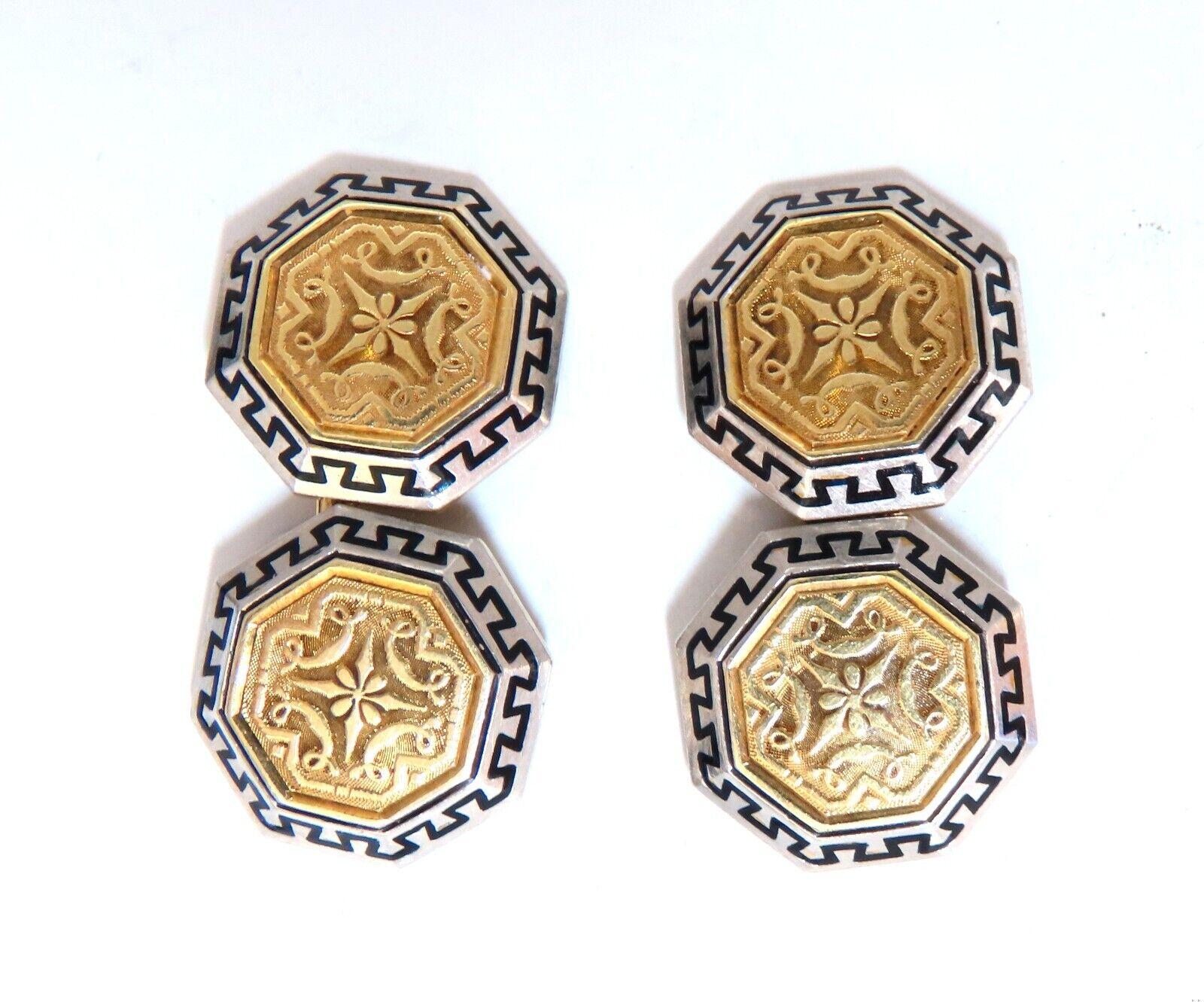 14kt European crest cufflinks vintage 11861**