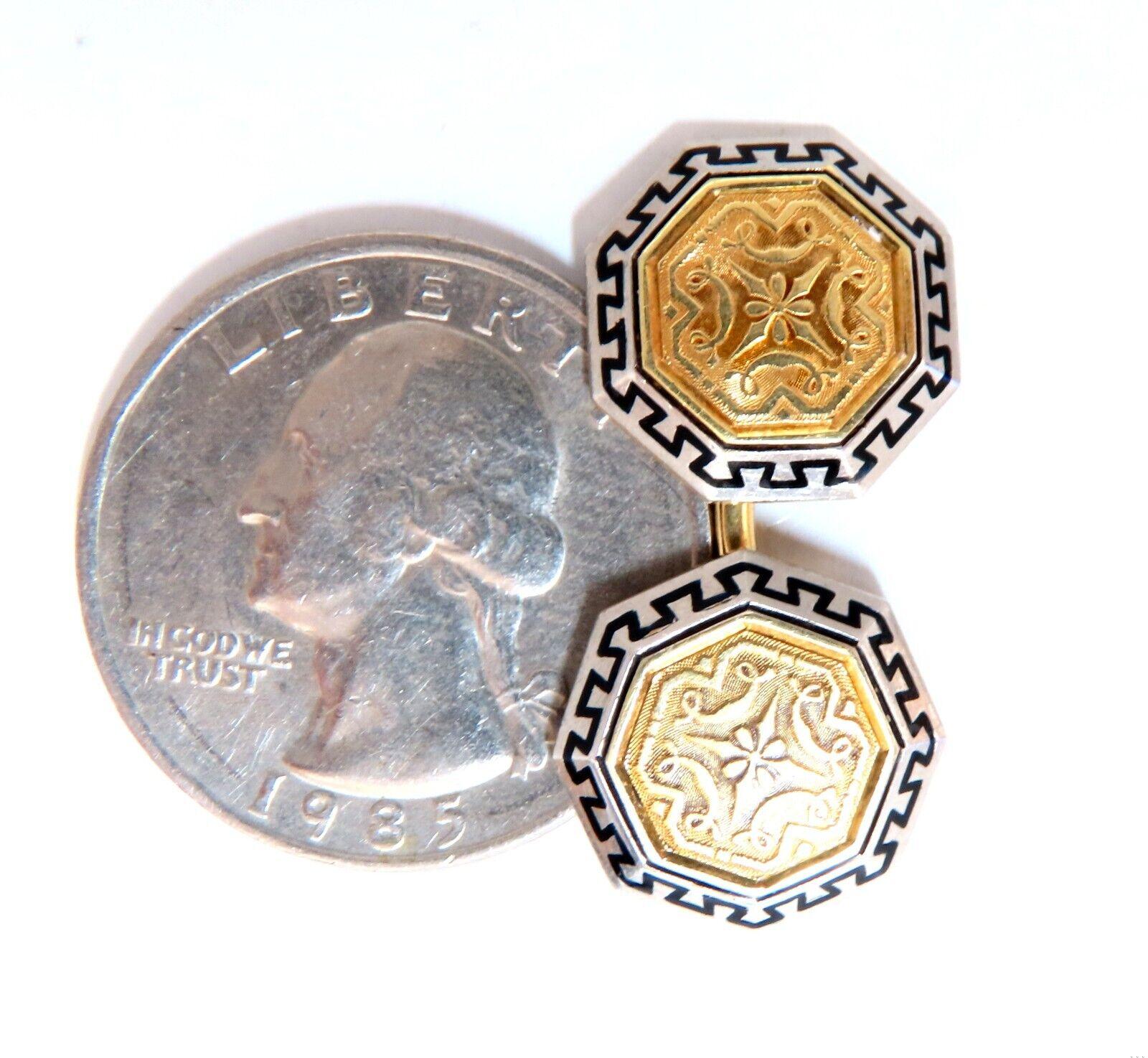 14kt European crest cufflinks vintage 11861**