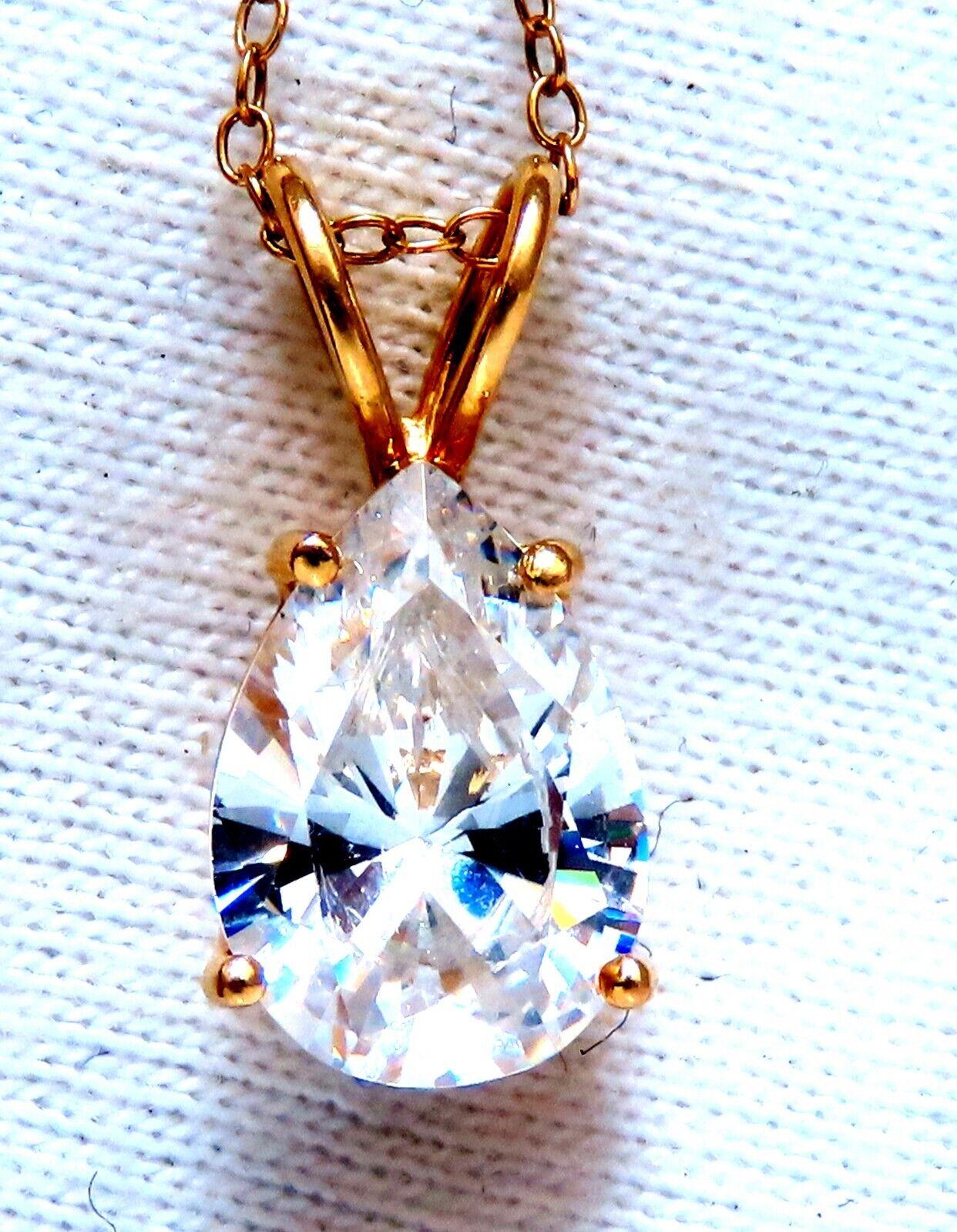 3ct pear cz solitaire necklace 14kt 11877**
