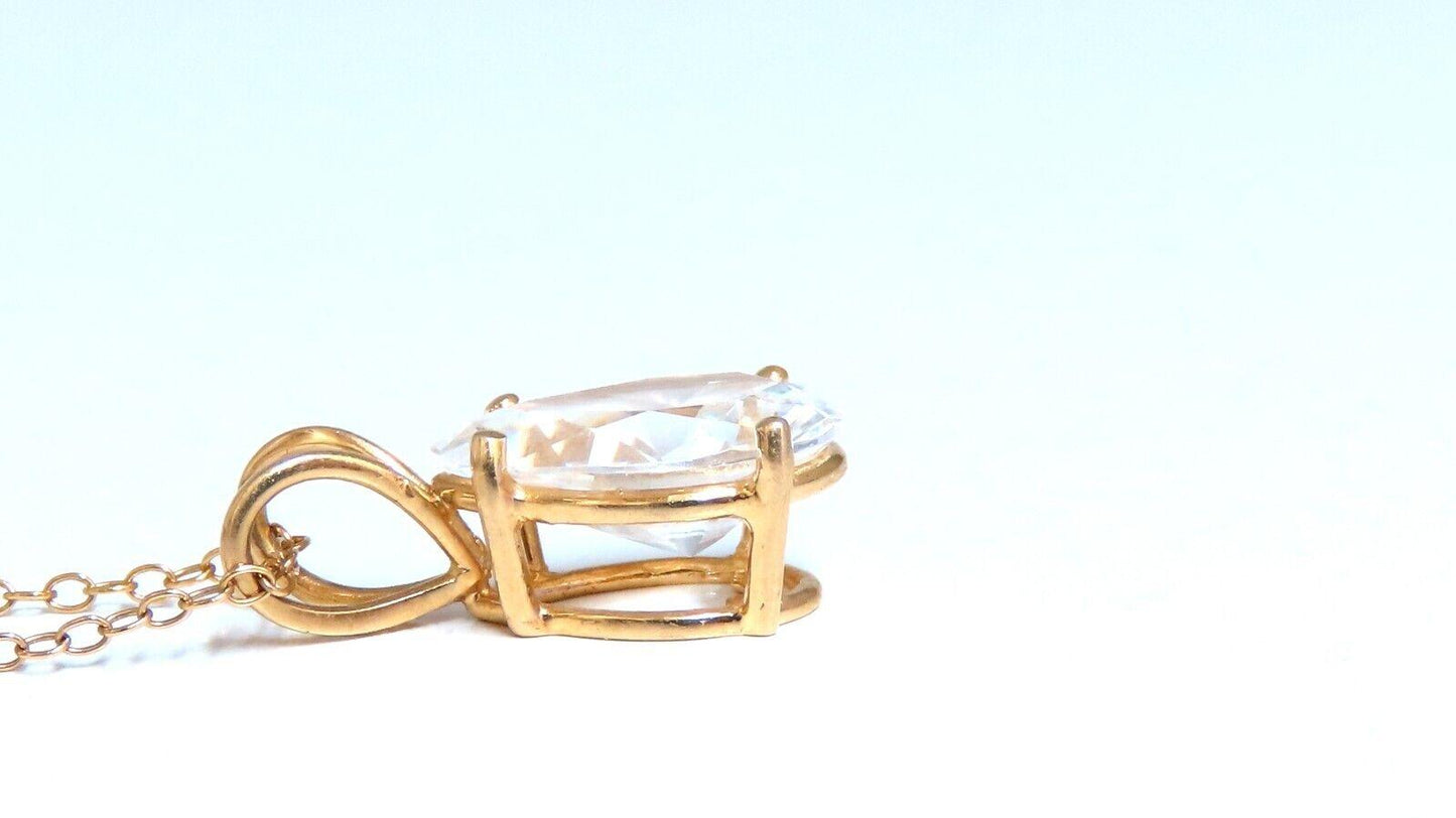 3ct pear cz solitaire necklace 14kt 11877**