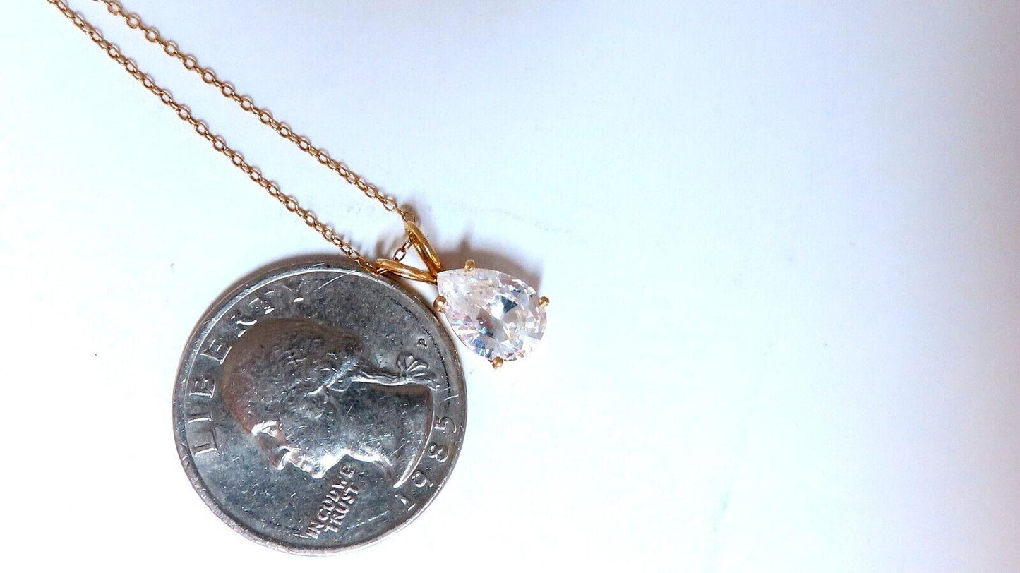 3ct pear cz solitaire necklace 14kt 11877**