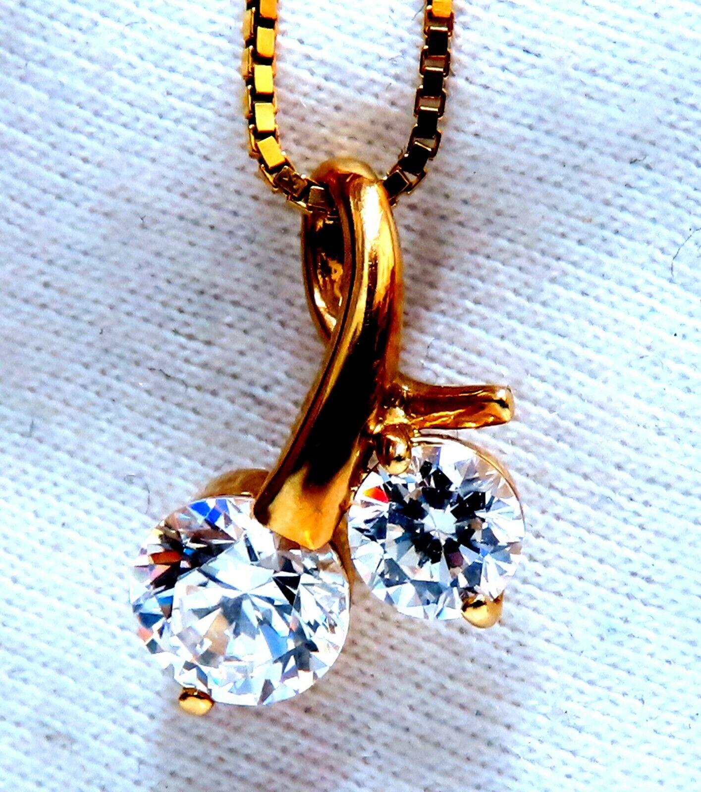 2.15ct round cz twin necklace 14kt 11894**