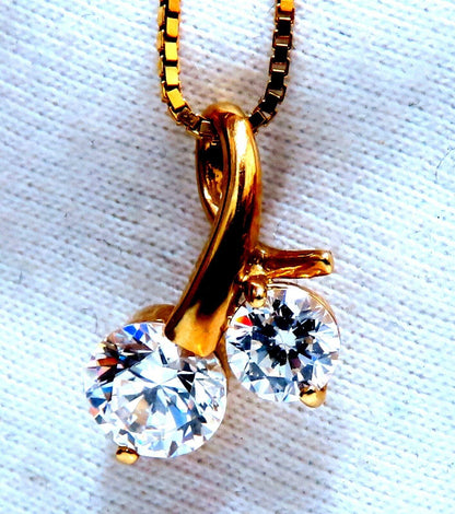 2.15ct round cz twin necklace 14kt 11894**