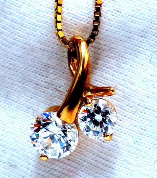 2.15ct round cz twin necklace 14kt 11894**
