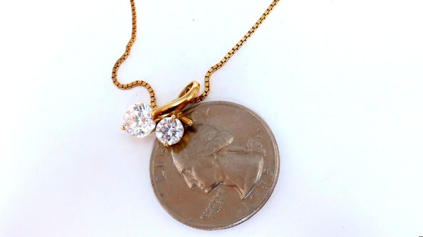 2.15ct round cz twin necklace 14kt 11894**
