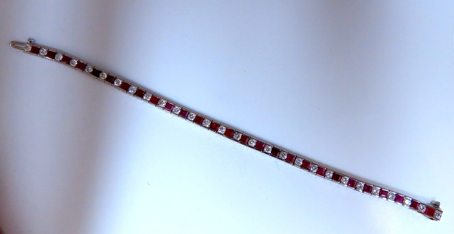 10.03ct Natural Ruby Diamonds Alternating Channel Line Bracelet 14kt
