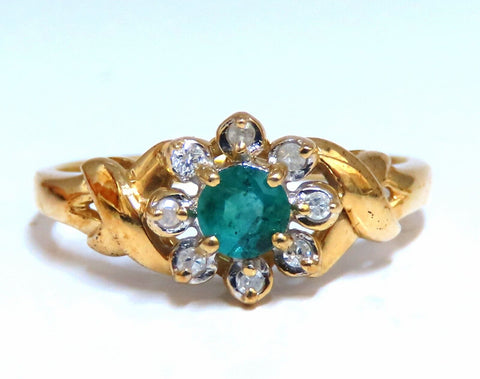Emerald Diamonds Cluster Ring 14kt .30ct