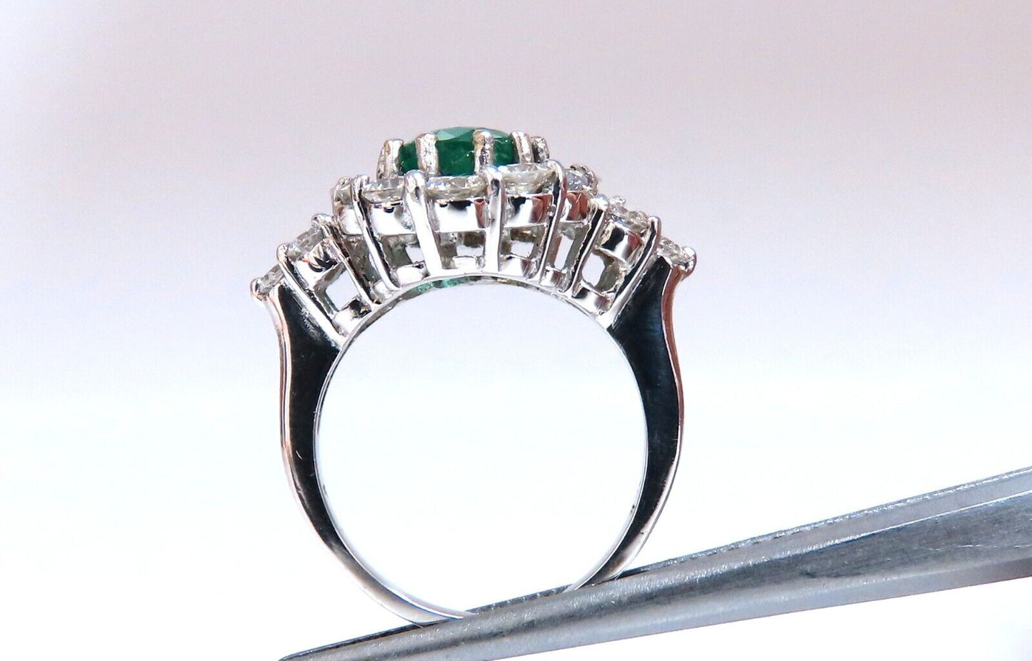 2.47ct GIA certified emerald diamond cluster ring 18kt