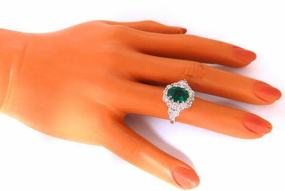 2.47ct GIA certified emerald diamond cluster ring 18kt