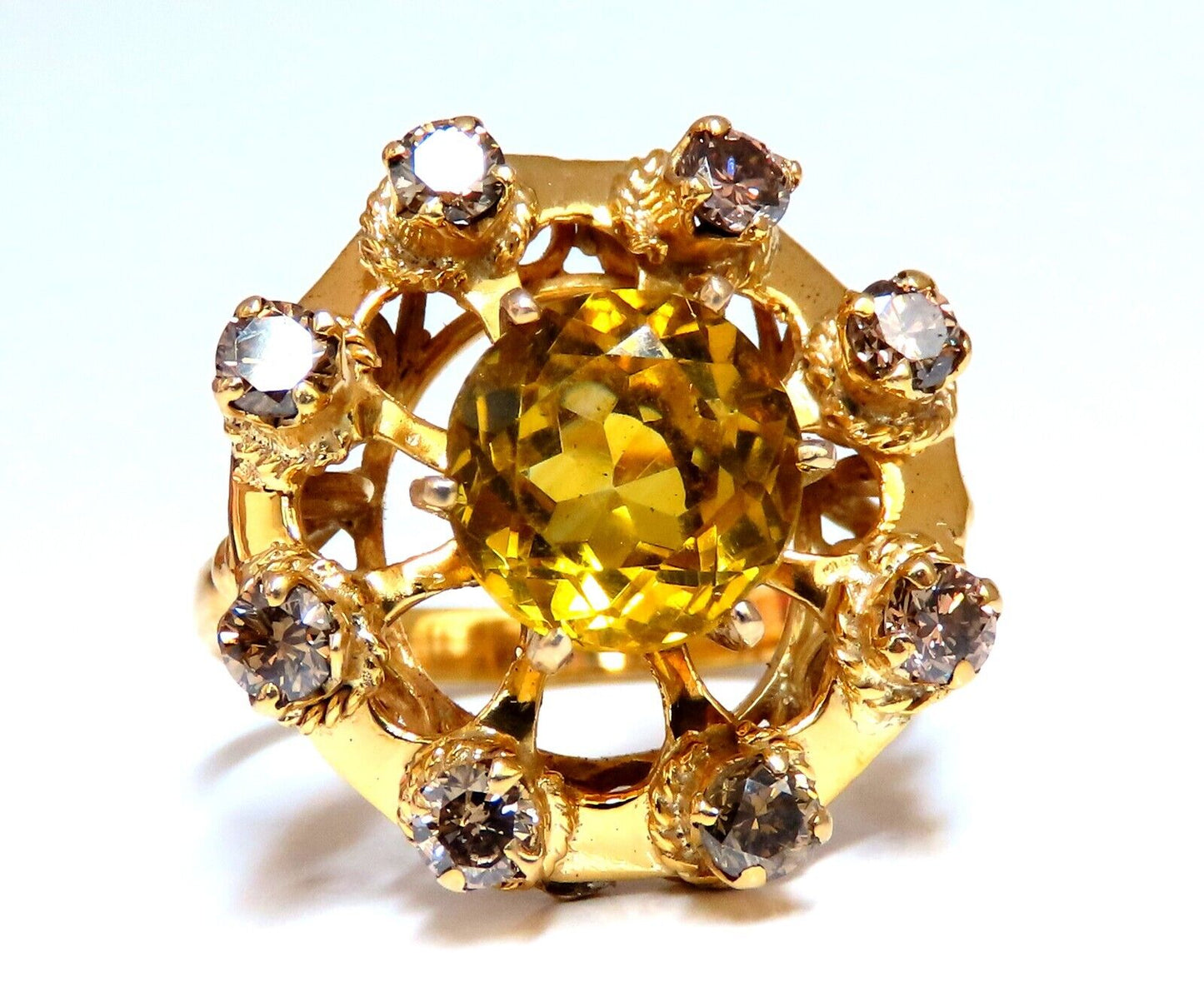 GIA Certified 2.44CT Natural citrine Cluster Ring 14 Karat