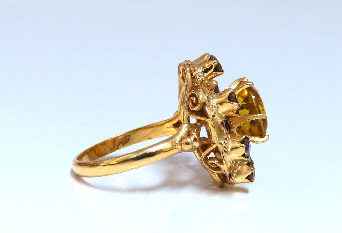 GIA Certified 2.44CT Natural citrine Cluster Ring 14 Karat