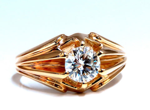GIA Certified 1.02ct Natural Round Diamond solitaire mens ring 14kt