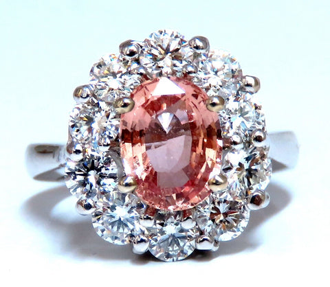 GIA Certified 2.05ct Natural Padparadscha Pink Sapphire Diamond Ring Fine
