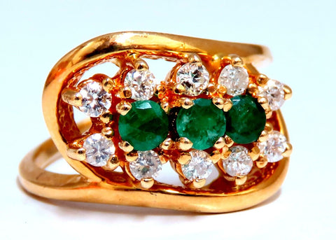 Emerald Diamonds Ring 14kt .36ct Natural Cluster Deco