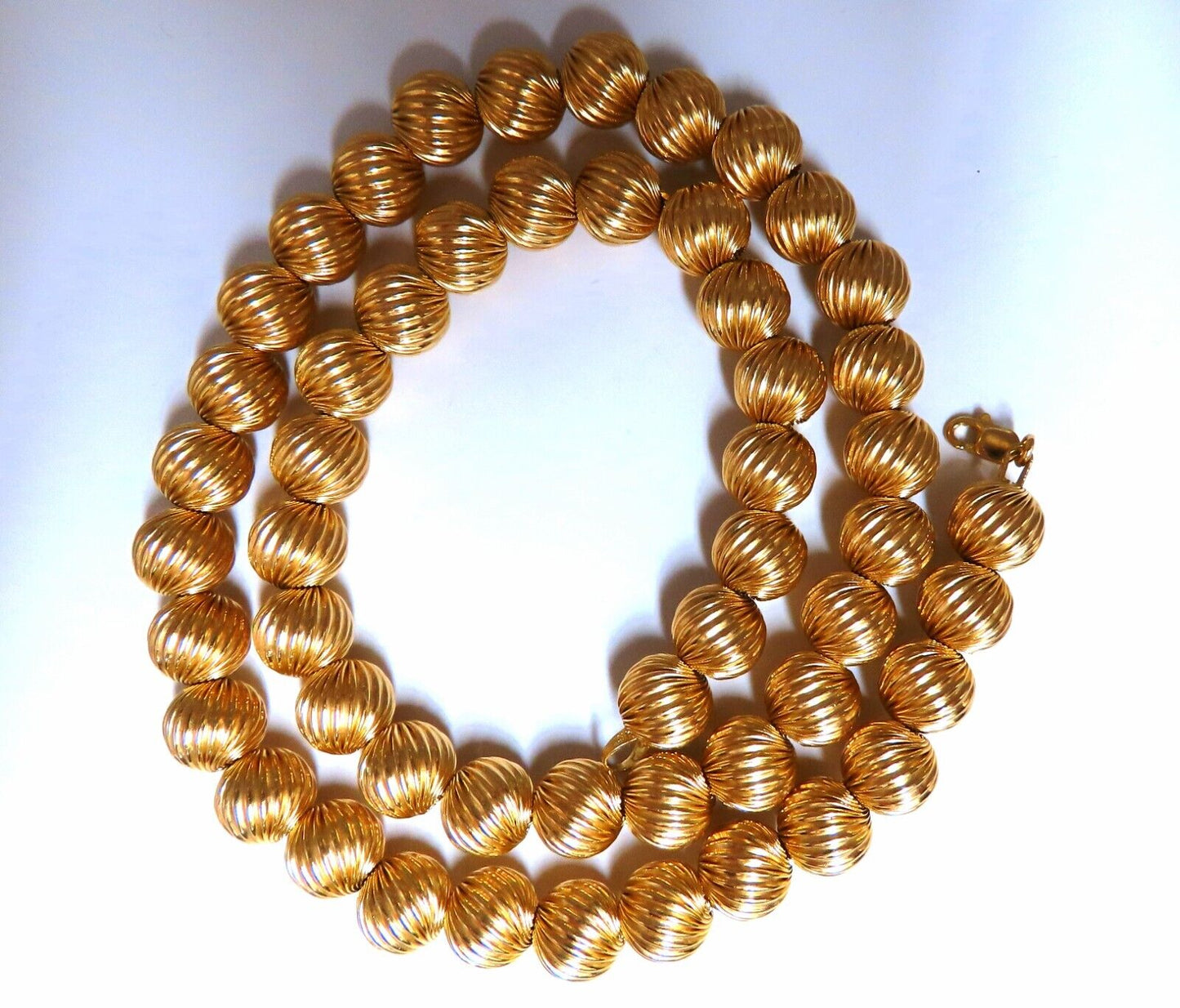 14kt Gold Bead Necklace 17.5 inch 9mm