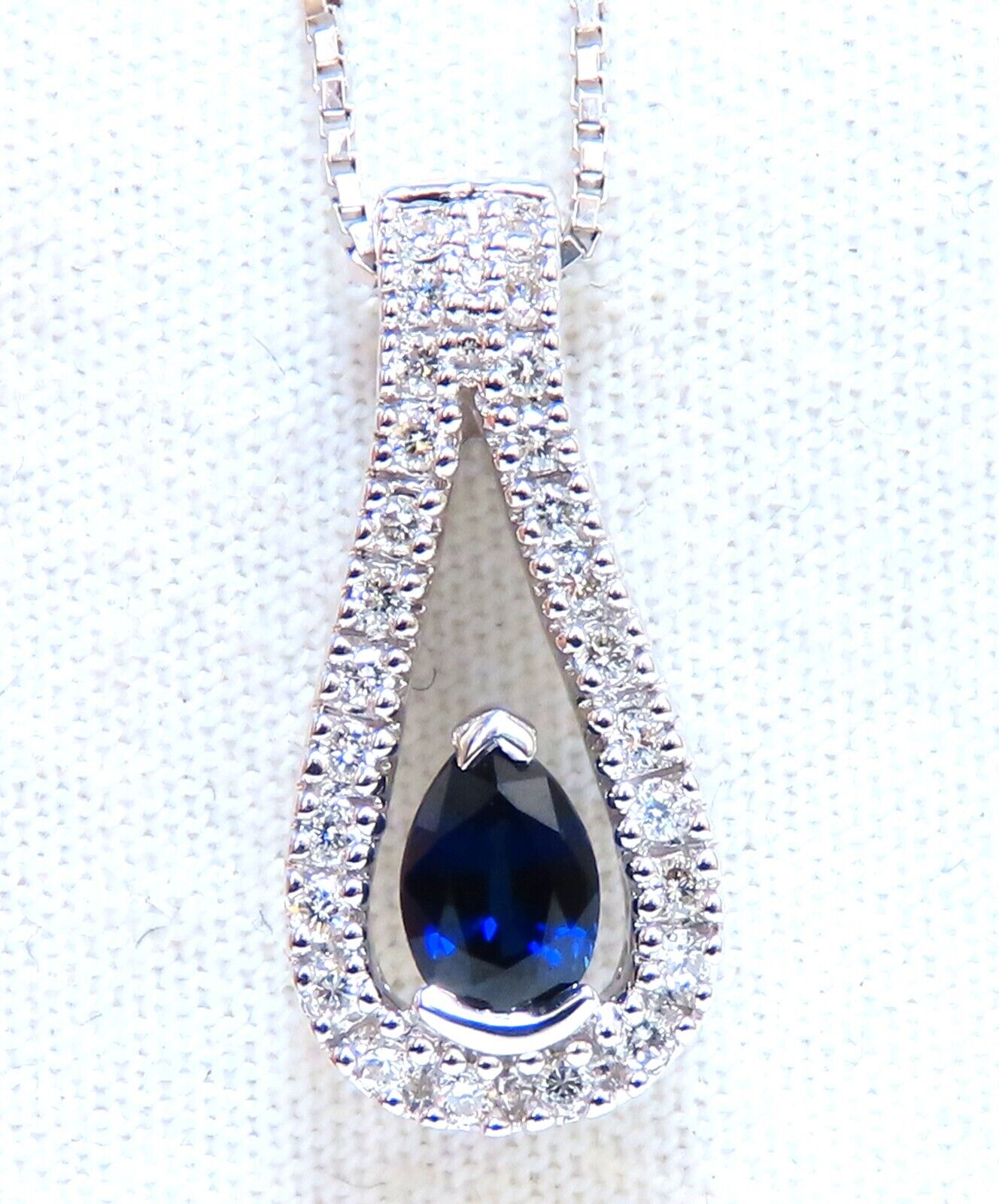 .40ct natural pear shaped sapphire diamonds drop pendant 14kt