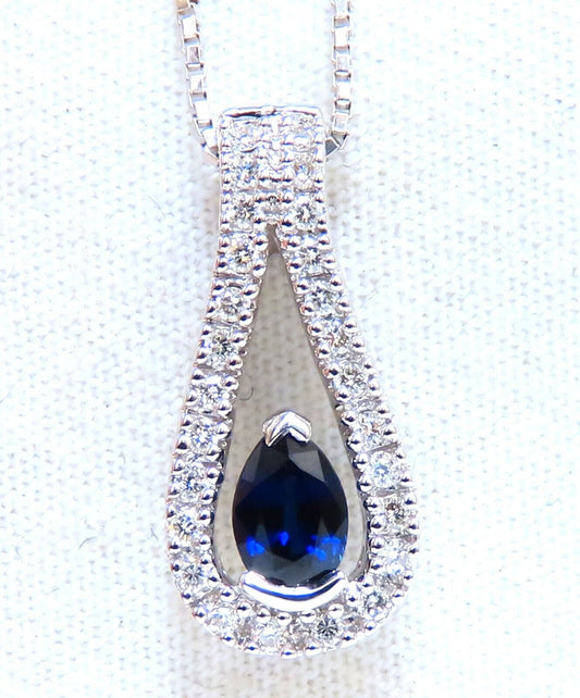 .40ct natural pear shaped sapphire diamonds drop pendant 14kt