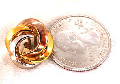 18kt Gold Tri-color Circular Clip Earrings