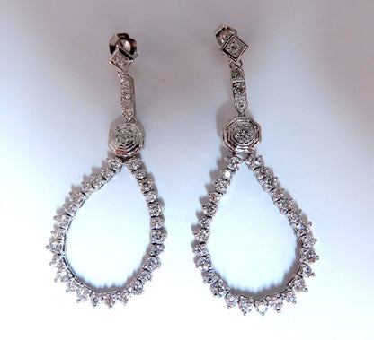 2ct. natural round diamonds Flexible Dangle Earrings 14kt Gold