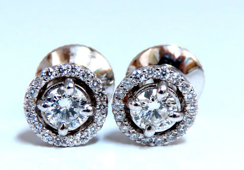 1.11ct. natural round diamond cluster earrings 14 karat