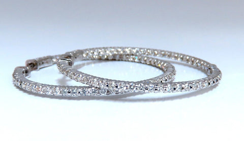 2.68ct Natural Round Diamond hoop earrings 14kt 1.7 inch single share prong