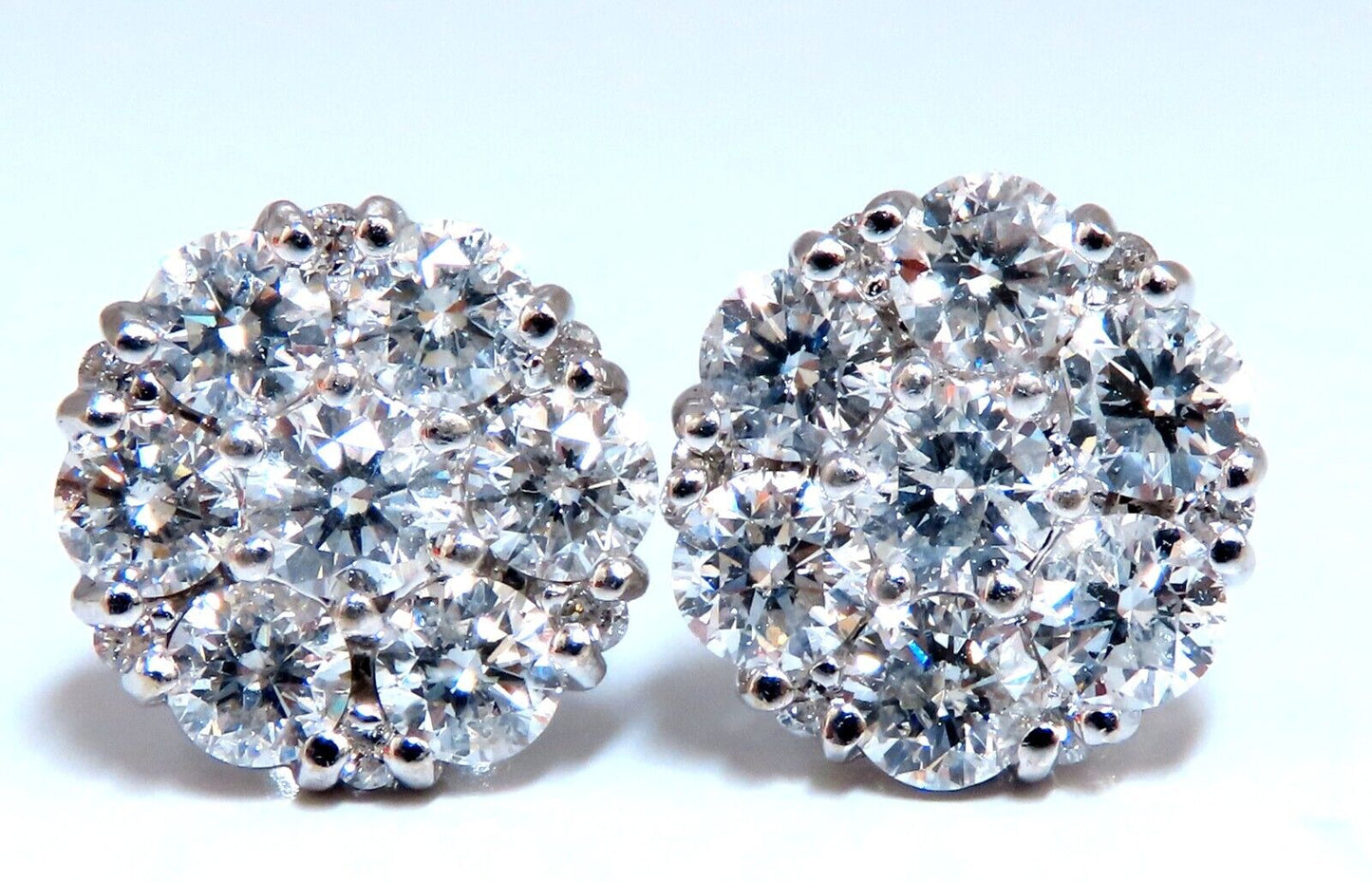 1.50ct. natural round diamond cluster earrings 14 karat