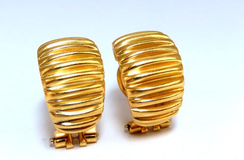 Embossed Vertical Row Semi Hoop Earrings 18kt Gold LJ