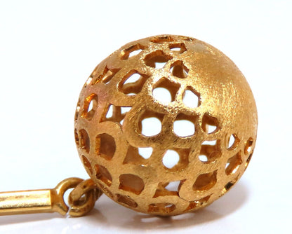Vintage Mediterranean Deco Gold Ball Dangle Earrings 18kt Gold